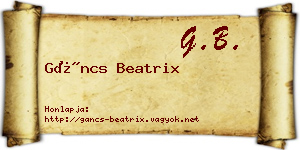 Gáncs Beatrix névjegykártya